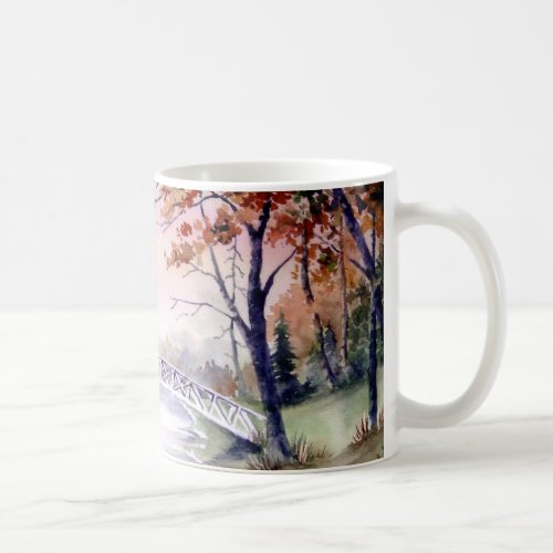 Arched Bridge New England Watercolor Painting Coffee Mug