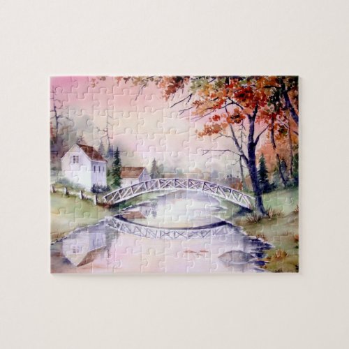 Arched Bridge Watercolor Painting Jigsaw Puzzle