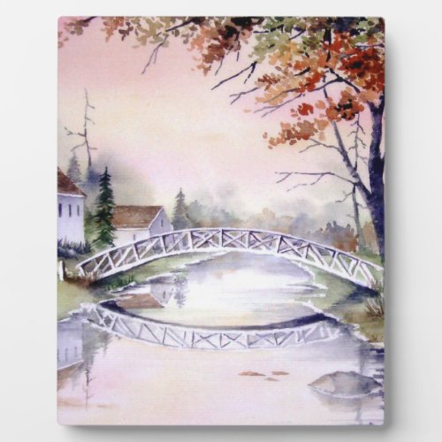 Arched Bridge Watercolor Painting Plaque
