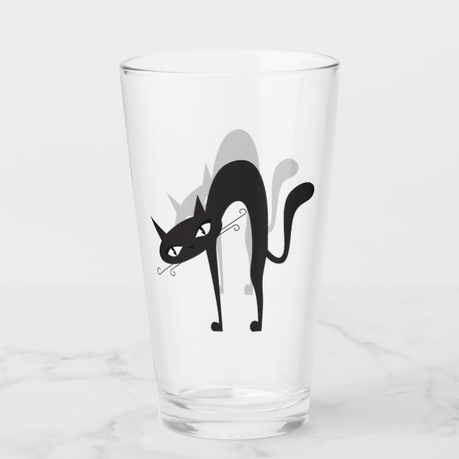 Arched Cat Design Drinking Glass