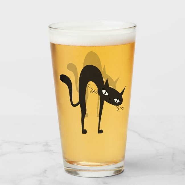 Arched Cat Design Drinking Glass