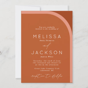 Arched Desert Terra Cotta Modern Wedding Invitation