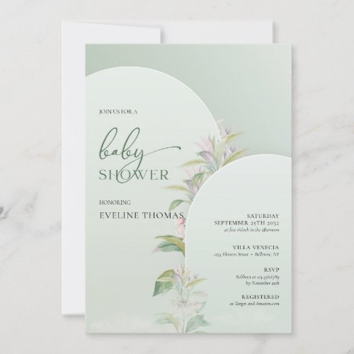 Arched greenery folaige blush floral boho spring invitation