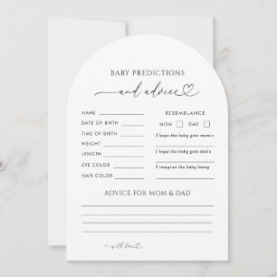 Arched Heart Baby Shower Predictions & Advice Card