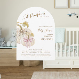 Arched Li'l Pumpkins on the Way Twins Baby Shower Invitation