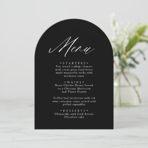 Arched Modern Black & White Minimalist Menu Card