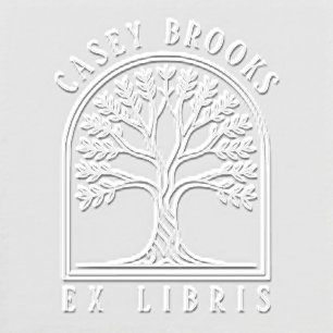 Arched Name Ex Libris Custom Tree Book Page Embosser