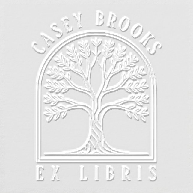 Arched Name Ex Libris Custom Tree Book Page Embosser (Design)