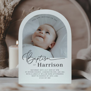 Arched Photo Baptism Invitation