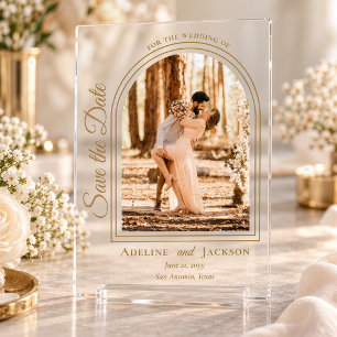 Arched Photo Elegant Script Save the Date