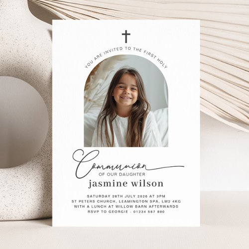 Arched Photo First Communion Girl Invitation