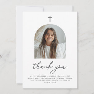 Arched Photo First Communion Girl Thank You