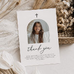 Arched Photo First Communion Girl Thank You Card<br><div class="desc">A beautiful way to express gratitude for loved ones coming to your child's First Holy Communion, this modern and elegant thank you card features your custom photo in a modern arch shape, "Thank You" in a script font underneath. You can also personalise it with your own message to create a...</div>