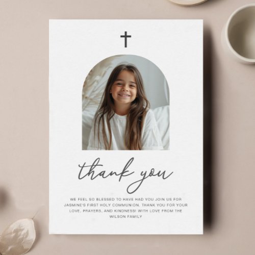 Arched Photo First Communion Girl Thank You
