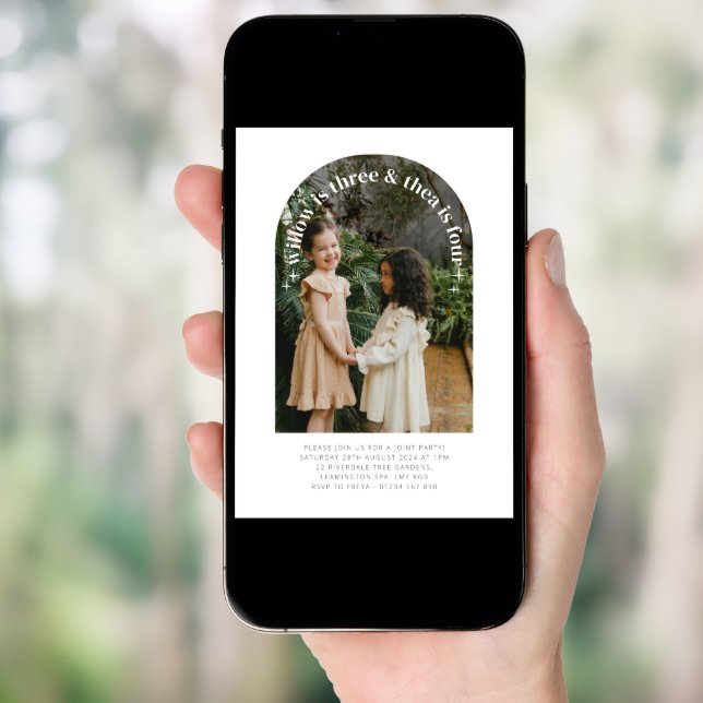 Arched Photo - Joint Birthday Invitation (Front Digital)