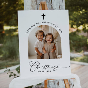 Arched Photo Joint Christening - Welcome Sign