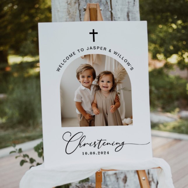 Arched Photo Joint Christening - Welcome Sign (Creator Uploaded)