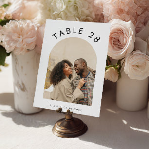 Arched Photo Text Boho Minimal Minimalist Wedding Table Number