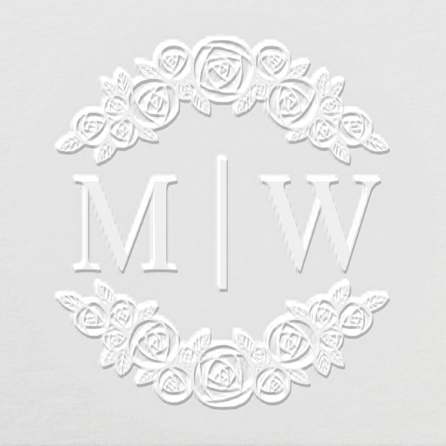 Arched Roses Wedding 2 Initial Round Monogram Embosser (Design)