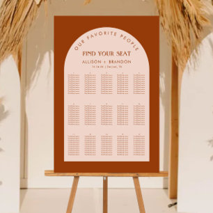 Arched Terracotta Boho Wedding Seating Chart Foam Foam Board
