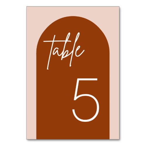 Arched Terracotta Minimalist Wedding Table Card