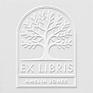 Arched Tree of Knowledge Ex Libris Personalized Embosser