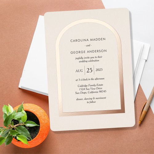 Arched Wedding Foil Invitation