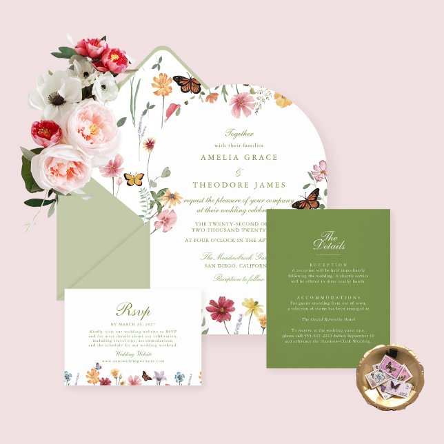 Arched Wildflower Wedding Invitation (Creator Uploaded)