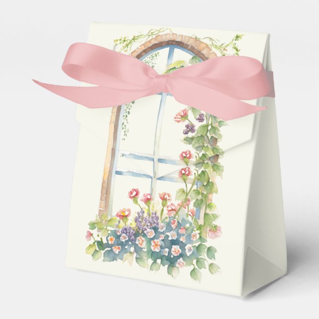 Arched Window Floral Display Favor Boxes (Front Side)