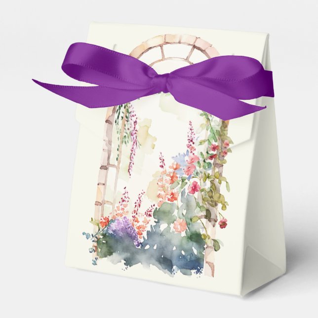 Arched Window Floral Display Favor Boxes (Front Side)
