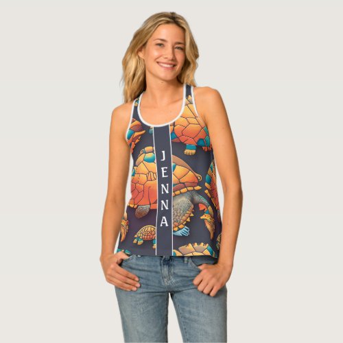 Archelon Turtle Geometric Colourful Custom Pattern Tank Top