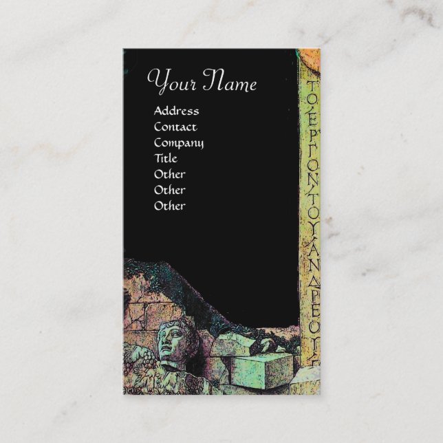 ARCHEO /Antiquary,Archeology, Black Pink Green Business Card (Front)