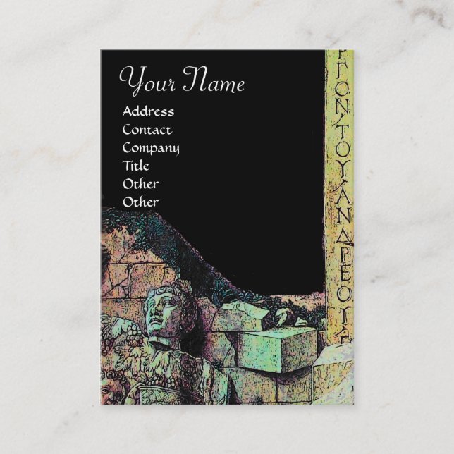 ARCHEO /Antiquary,Archeology Monogram, Black Green Business Card (Front)