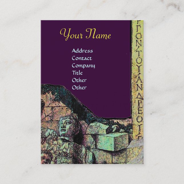 ARCHEO /Antiquary,Archeology Monogram,Purple Green Business Card (Front)