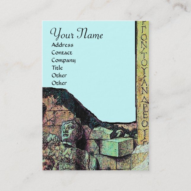 ARCHEO /Antiquary,Archeology Monogram,Teal Blue Business Card (Front)