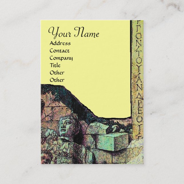 ARCHEO /Antiquary,Archeology Monogram,Yellow Green Business Card (Front)