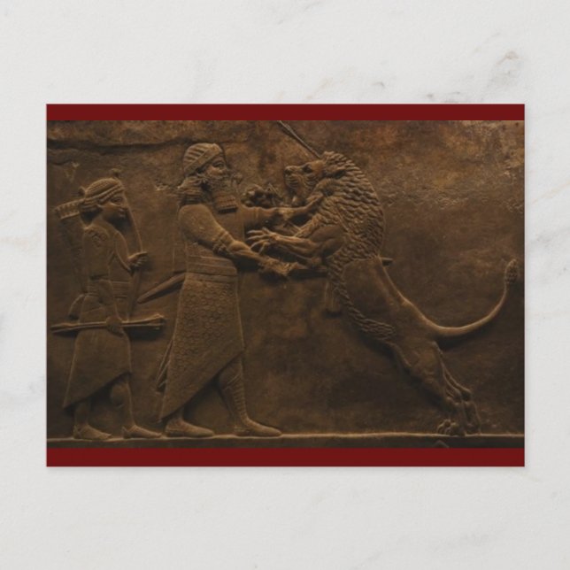 Archeological Find: Assyrian Lion Hunt Fresco, Postcard (Front)