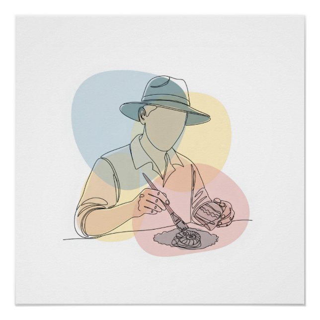  Archeologist one line art continuous simple Poster (Front)