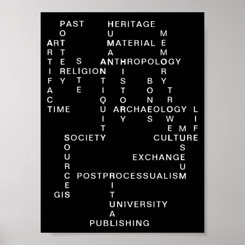 Archeology and anthropology crossword puzzle poster