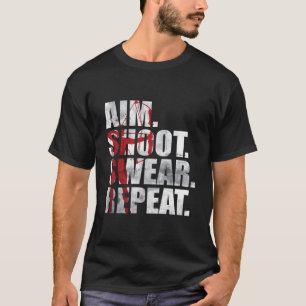 Archer Bowhunting Aim Shoot Swear Repeat Archery T-Shirt