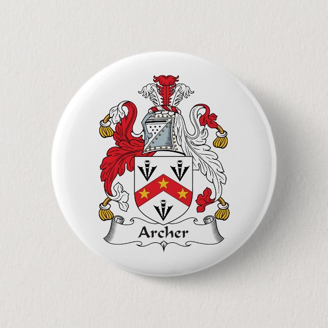 Archer Family Crest Pinback Button (Front)