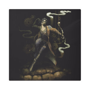 Archer full body with steampunk style metal print