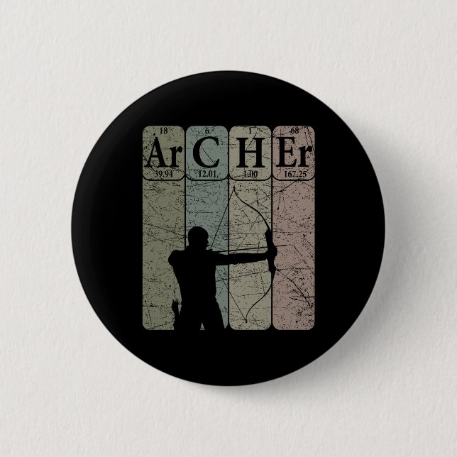 Archer Periodic Table Elements Bow Hunting Archery Button (Front)