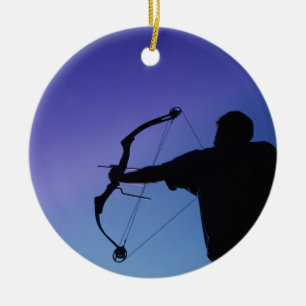 ARCHER SILHOUETTE BOW MAN CERAMIC ORNAMENT