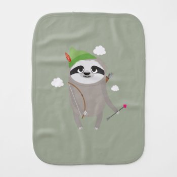 Archer Sloth With Bow And Arrow Baby Burp Cloth by i_love_cotton at Zazzle