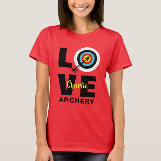 Archer Target Board Love Archery Personalized T-Shirt (Front)