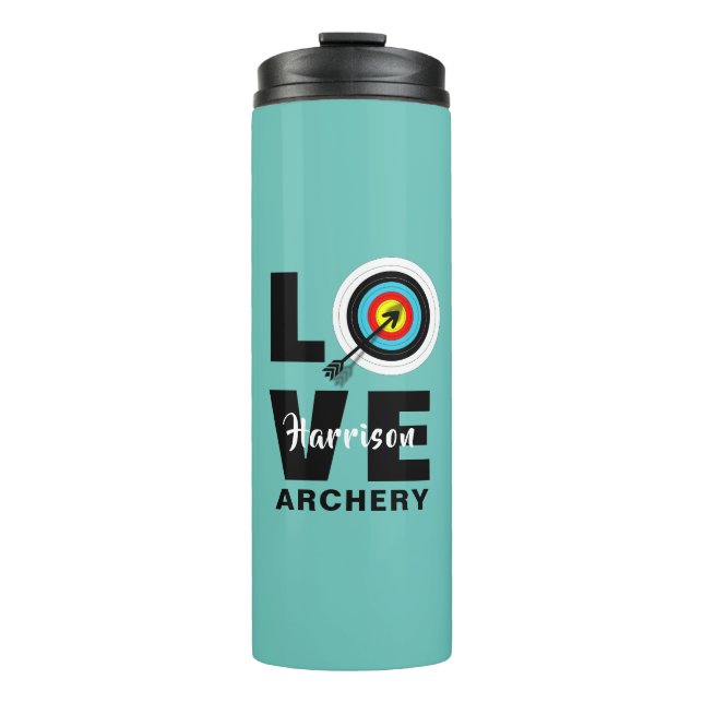 Archer Target Board Love Archery Personalized Thermal Tumbler (Front)
