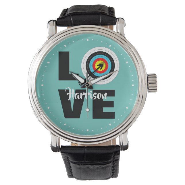 Archer Target Board Love Archery Personalized Watch (Front)