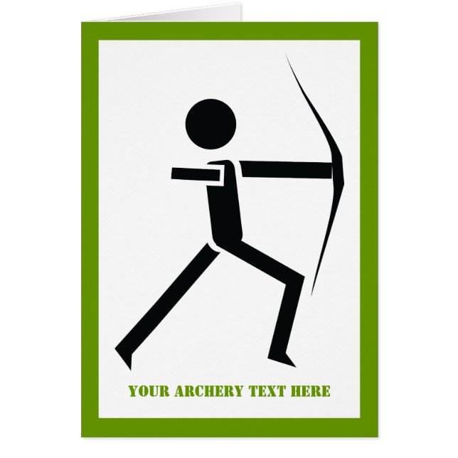 Archer with his bow black, green archery card (Front)
