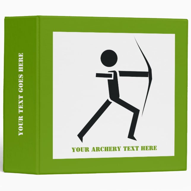 Archer with his bow black, green archery custom 3 ring binder (Front/Spine)